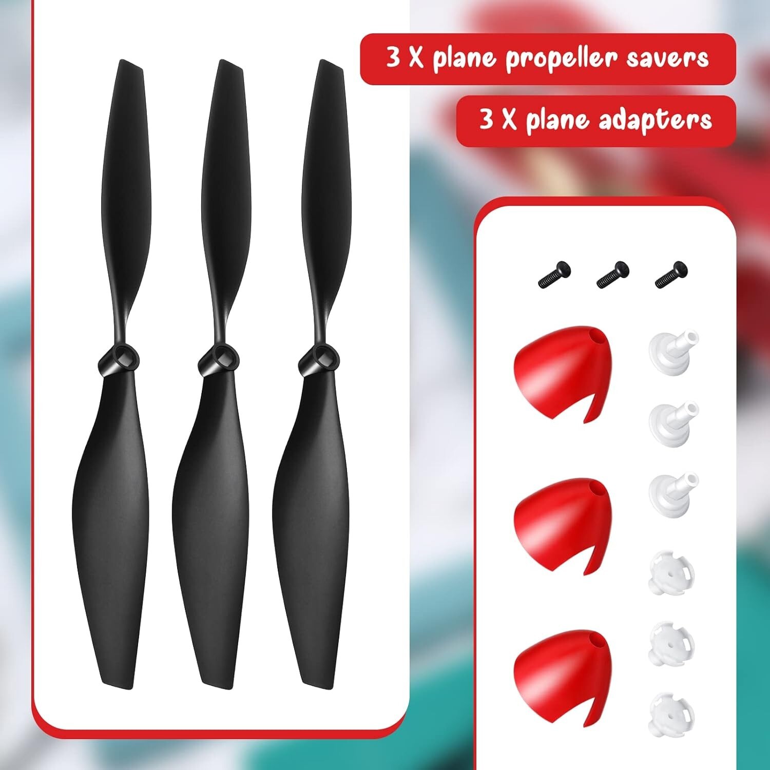 Carbon Fiber Rc Plane Propellers Set of 3 with Propeller Savers