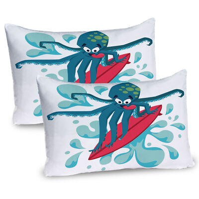 Surfer Octopus 2 Teiliges Kissenbezugs Set 40x80cm