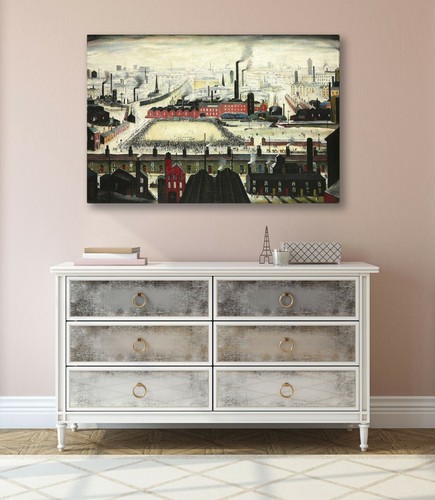 The Football Match CANVAS WALL ART PRINT ARTWORK PAINTING FRAMED LS Lowry Style - Picture 7 of 20