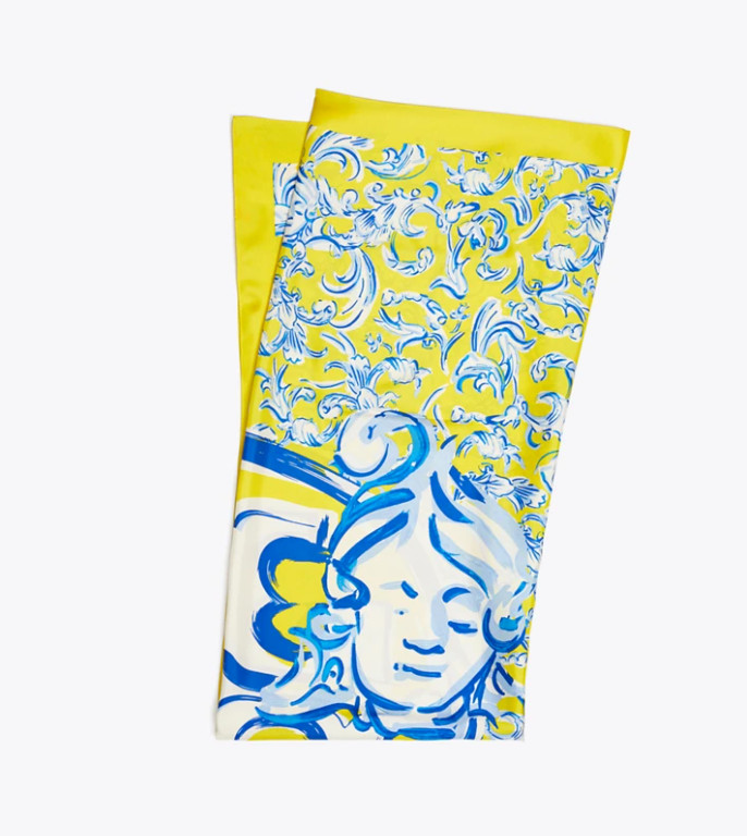 Tory Burch YELLOW SWIRL OVERSIZED SILK SQUARE SCARF (New)  $198 thumbnail 3