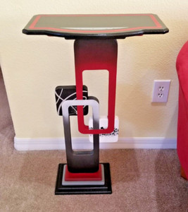 Cherry red Abstract table - Contemporary modern end table, accent table, 30"