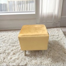 new handmade quality plush velvet footstool bench with antique brass metal legs