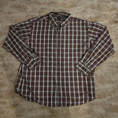 Arrow Mens Long Sleeve Button Down Red Green Plaid Shirt Size XXL