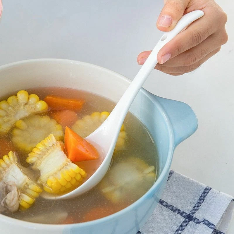 23cm Porcelain Soup Ladle Tableware Kitchen Tool Home Long Handle Soup Spoon - Image 4 of 4