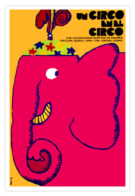 Spanish movie Poster 4 film''Red Circus ELEPHANT''child art.Pink.Children room