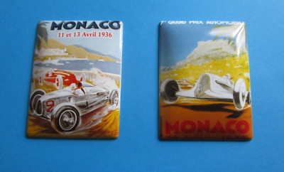 2 Kühlschrankmagnete Auto Union Monaco 1935/1936, 8x6 cm