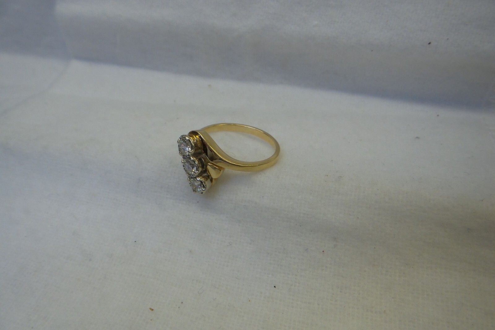 Estate 1970's Solid 14kt, Angular Set, 3 Natural … - image 7