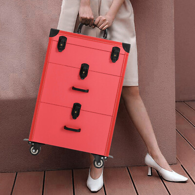 Rolling Makeup Train Case Aluminum Cosmetic Case Trolley w