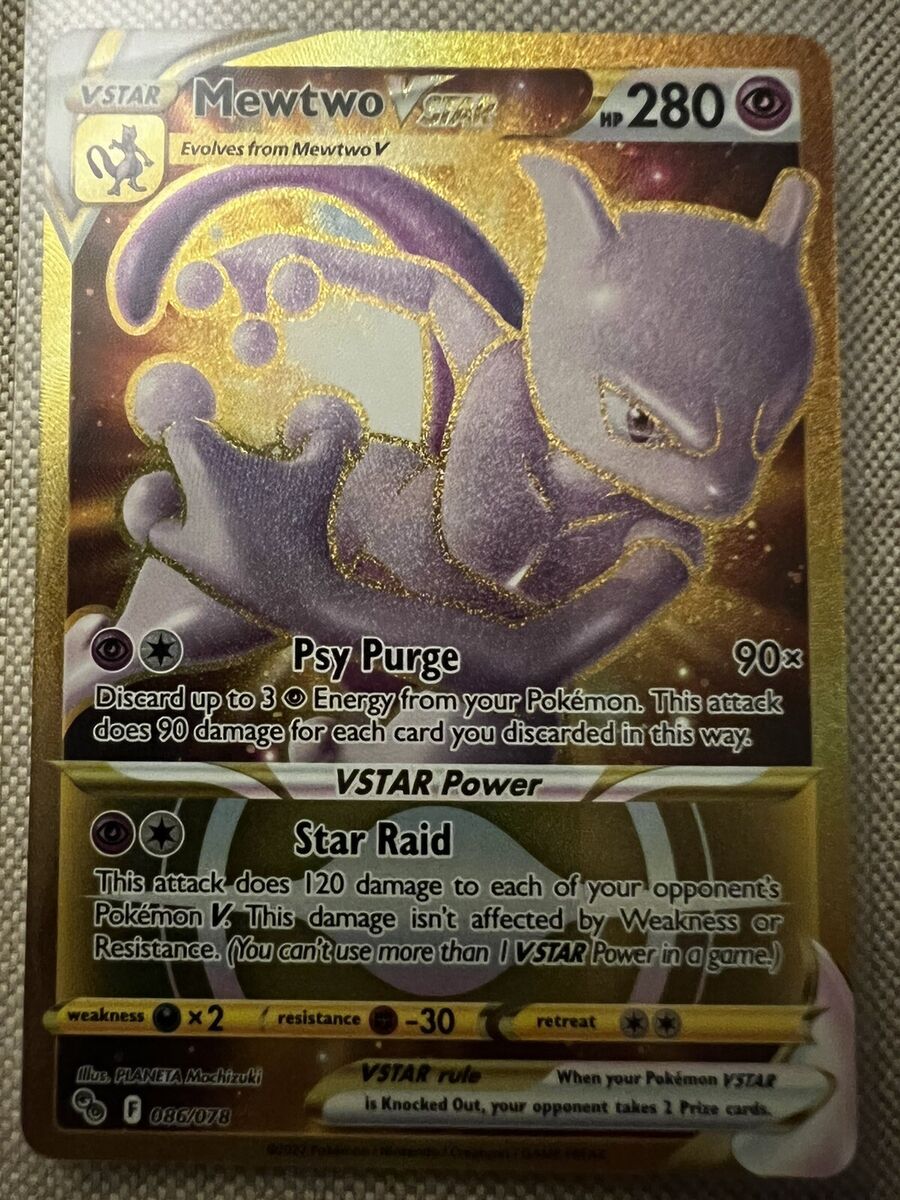 Pokémon GO MEWTWO VSTAR Gold Secret Rare Full Art 086/078 NM+ TCG Holo