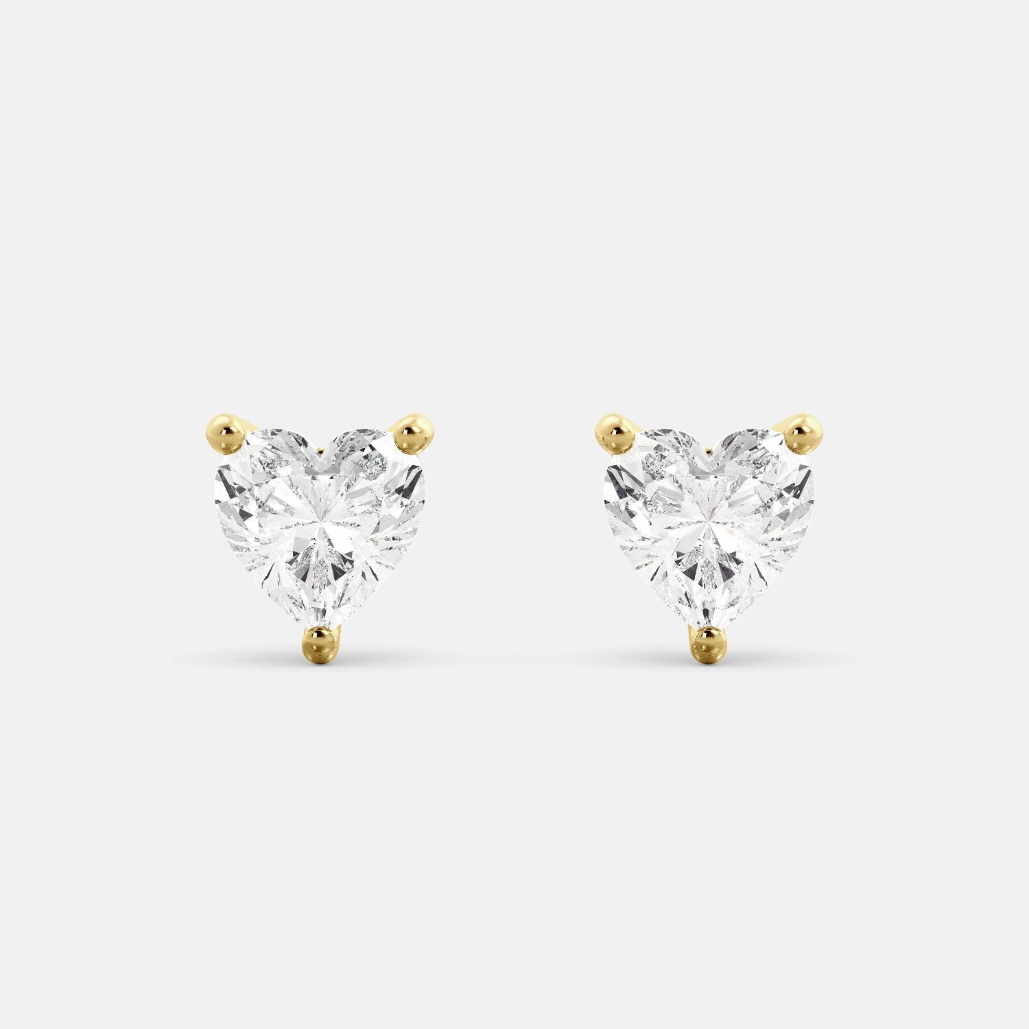 18k Gold Plated Heart Shaped Solitaire Moissanite Stud Earrings | For Her