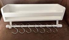 Floating Shelf Multi Use Shelf Bookshelf White Wood Display With Rail An Hooks