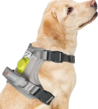 Tactical Dog Vest Harness Airtag Trucker holder No pull with handle, Grey Large