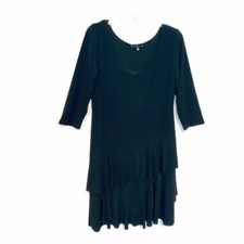 Tiana B. Little Black Dress Size Petite Medium Tiered Ruffle Stretch Scoop Neck 