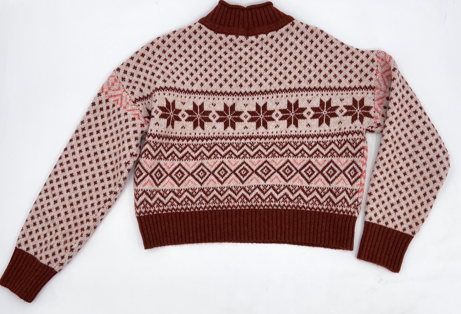 American Eagle AEO Sweater Womens Small Christmas Snowflake Mock Neck Crop Rare