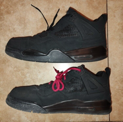 Pre owned Men's Air Jordan 4 Retro Black Nubuck Sneakers Size 13