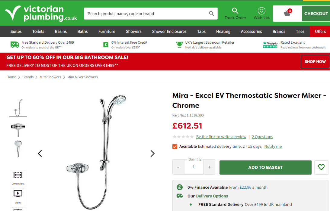 MIRA EXCEL EV Thermostatic Mixer Shower Exposed Valve Chrome 1.1518.300 !!! 5013181010329 eBay