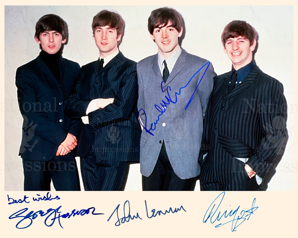 The Beatles Paul Mccartney John Lennon signed by all 4 Photo 8x10