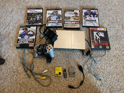 Sony Playstation 2 Slim PS2 SCPH-77001 Console And 7 Games and Extra Items