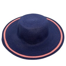 Janie and Jack "Cruise Along" Girls Navy Blue  Coral Sun Hat Size 4-5