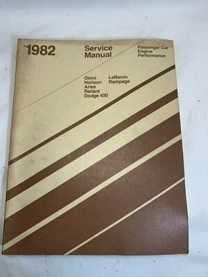 1982 Chrysler Service Manual Passenger Car Engine Performance Original book