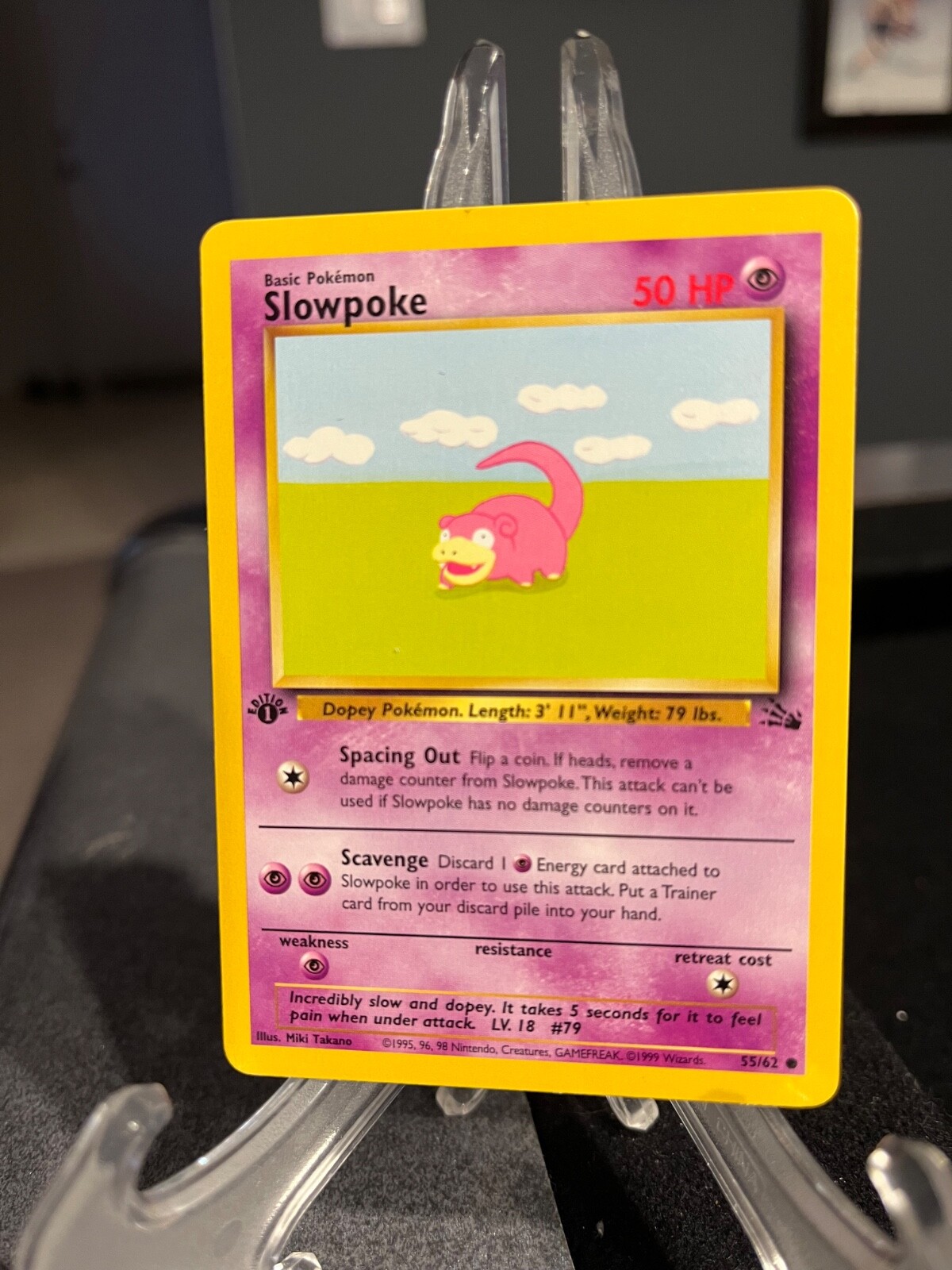 Slowpoke 55/62 1st Edition Pokémon Card Fossil Common 1999 WOTC - NM
