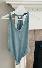 Intimately Free People Speed Dial Ribbed Bodysuit Sea Breeze Size M