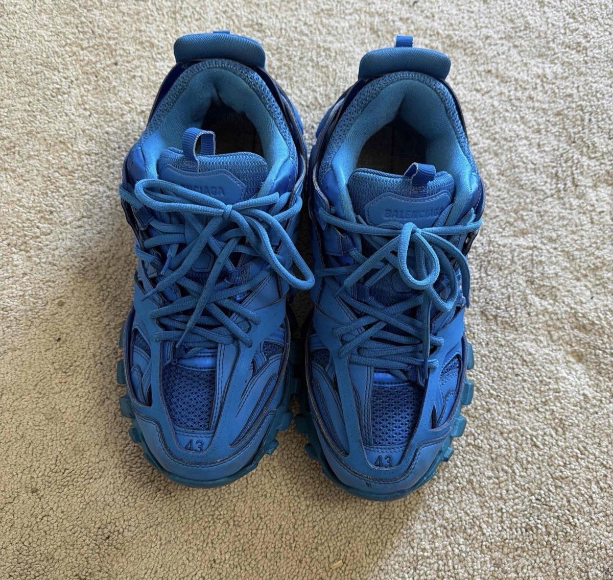 BALENCIAGA Track trainer メンテナンス済み【最終値下げ】 Balenciaga Track Trainer Blue Mesh Lace Up Low Top Men's Athletic