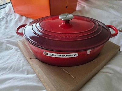 Le Creuset Signature Enameled Cast Iron Oval Dutch Oven, 8 Qt, Cerise Red