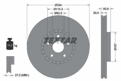 1x TEXTAR Bremsscheibe PRO 92147903 für RC LEXUS IS GS 3 200t ARL10_ ARL10R 250