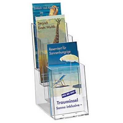 helit Tischprospekthalter transparent 1/3 DIN A4 4 Fächern 11,5 x 15,0 x 25,5 cm