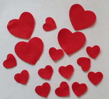 RED FELT HEART DIE CUT SHAPES APPLIQUE CARD SEWING DECORATION