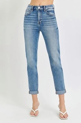 Shoes Trendsi Risen Jeans Women's High Rise Cropped Roll Up - Casual Denim, USA