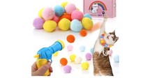 Interactive Cat Ball Toy Launcher Gun w/ Plush Balls,Indoor Cats Play Set