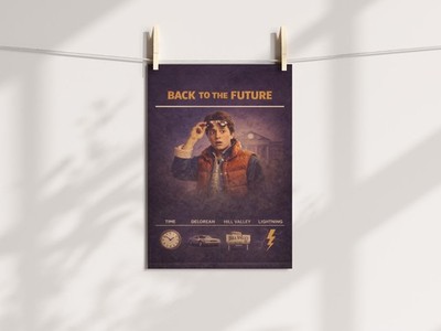 Zurück in die Zukunft Retro Minimal Film Kunstdruck | Filmposter | Leinwand & gerahmt