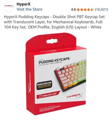 HyperX Pudding Keycaps White Gaming Keyboard RGB