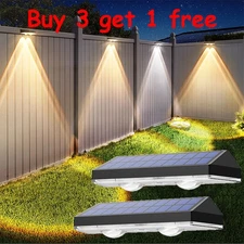 2PK LED Solar Power Fence Lights Deck Door Wall Stair Step Outdoor Garden Lamp