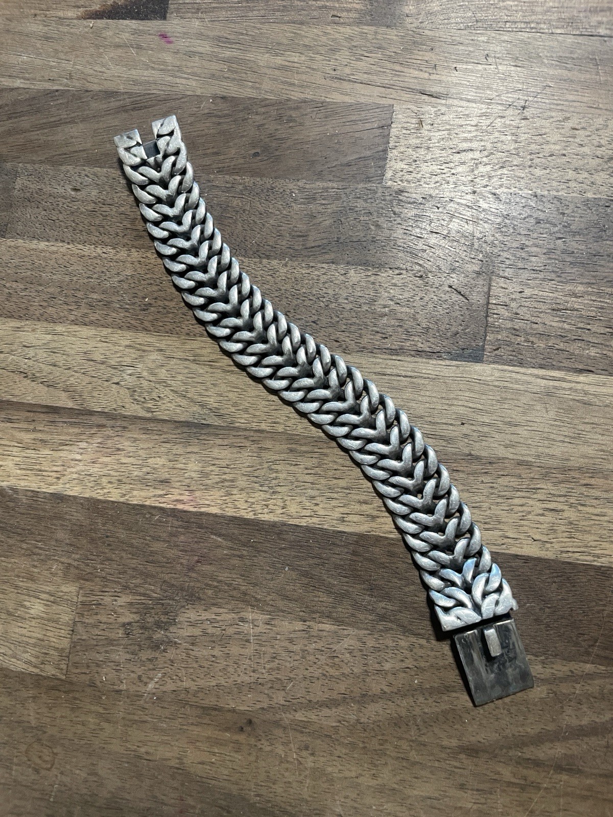 Heavy Solid Sterling Silver Double Cuban Link Bra… - image 1