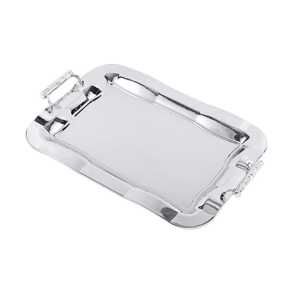 Stainless Steel Serving Tray Vanity Tray Decorative 11.8"x8.5" with Handles for