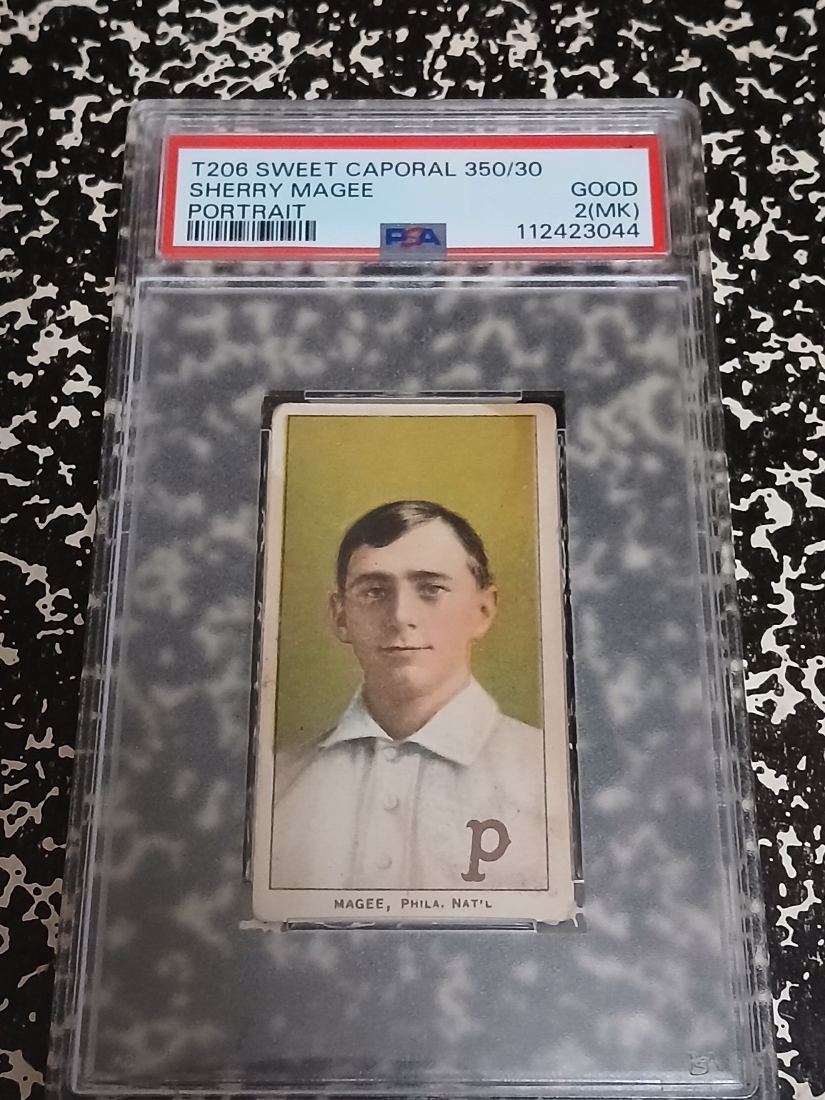 Sherry Magee T-206 1909-11 Sweet Caporal TOBACCO Card PSA 2(MK) VERY Rare INVEST
