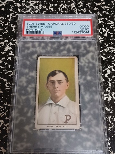Sherry Magee T-206 1909-11 Sweet Caporal TOBACCO Card PSA 2(MK) VERY Rare INVEST