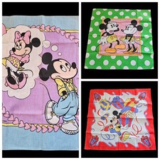 VTG Disney Mickey Mouse Minnie Mouse Handkerchiefs Bandanas 22" 80s 90s