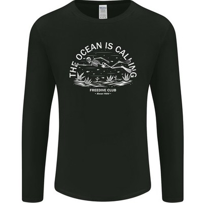 Freediving Lustig Totenkopf Scuba Tauchen Diver Herren Langarm T-Shirt