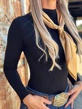 Wild Rag Scarf Cowboy Scarves Buckaroo Bandana Cowgirl Gold Solid 