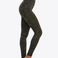 Spanx Leggings Look At Me Now Seamless Green Camo High Rise Size XS