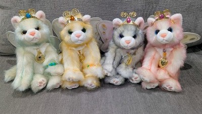 Four VTG 2000 Aurora Caterpillars|Green Yellow Grey & Pink|Plush Winged Cats|UEC