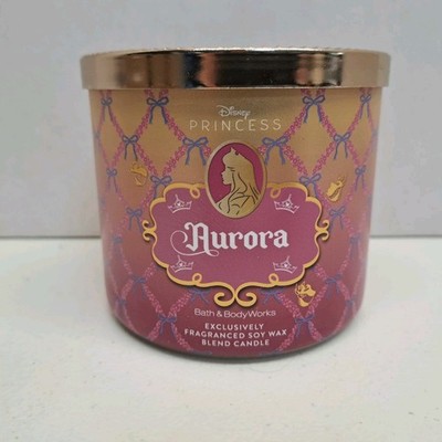 Bath & Body Works 3-Wick Candle Disney Princess Aurora Soft Rose Petals New 