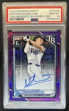 2024 Bowman Draft Nathan Flewelling Chrome Auto Purple Refractor 1st /250 PSA 10