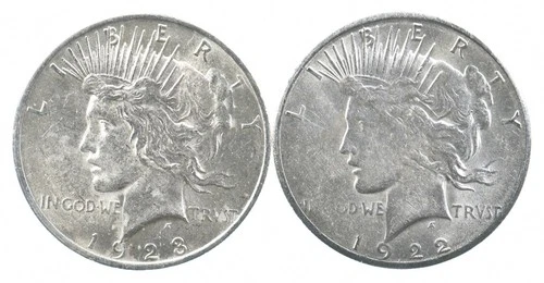 1923 & 1922-S Peace Silver Dollar $1 Bullion Collection Lot *176