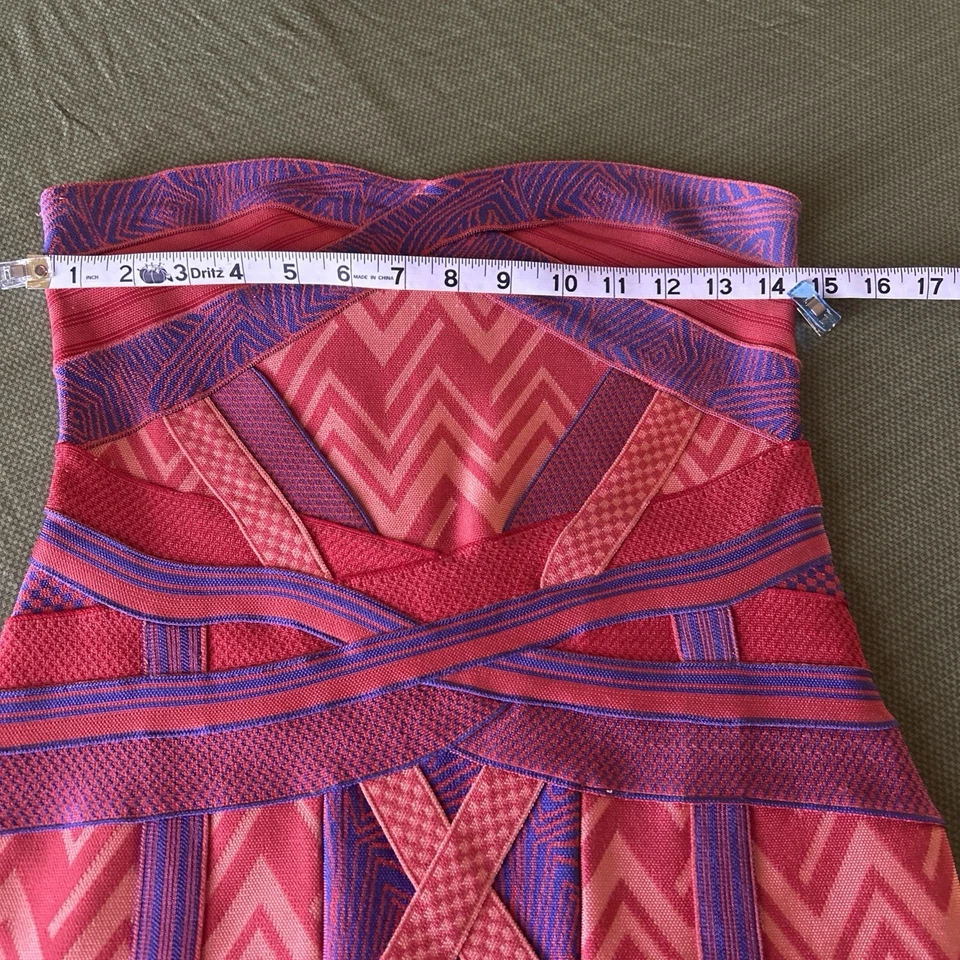 Herve Leger Strapless Bodycon Bandage Dress Size Large - Image 2 of 4