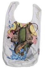 Just Add a Kid Oversize Absorbent Baby Bib 100% Cotton Man Fishing Moustakos